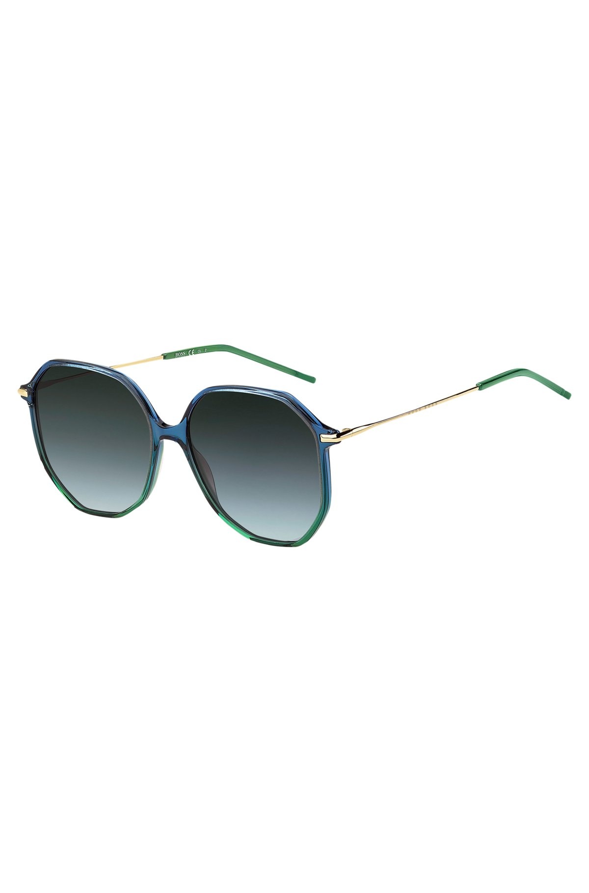 TUBULAR-TEMPLE SUNGLASSES WITH BLUE-GREEN FRAMES - 1