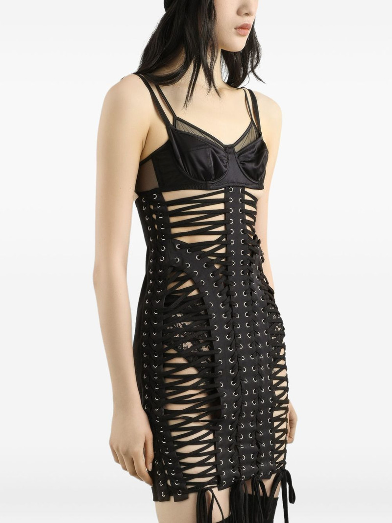 lace-up satin mini dress 4