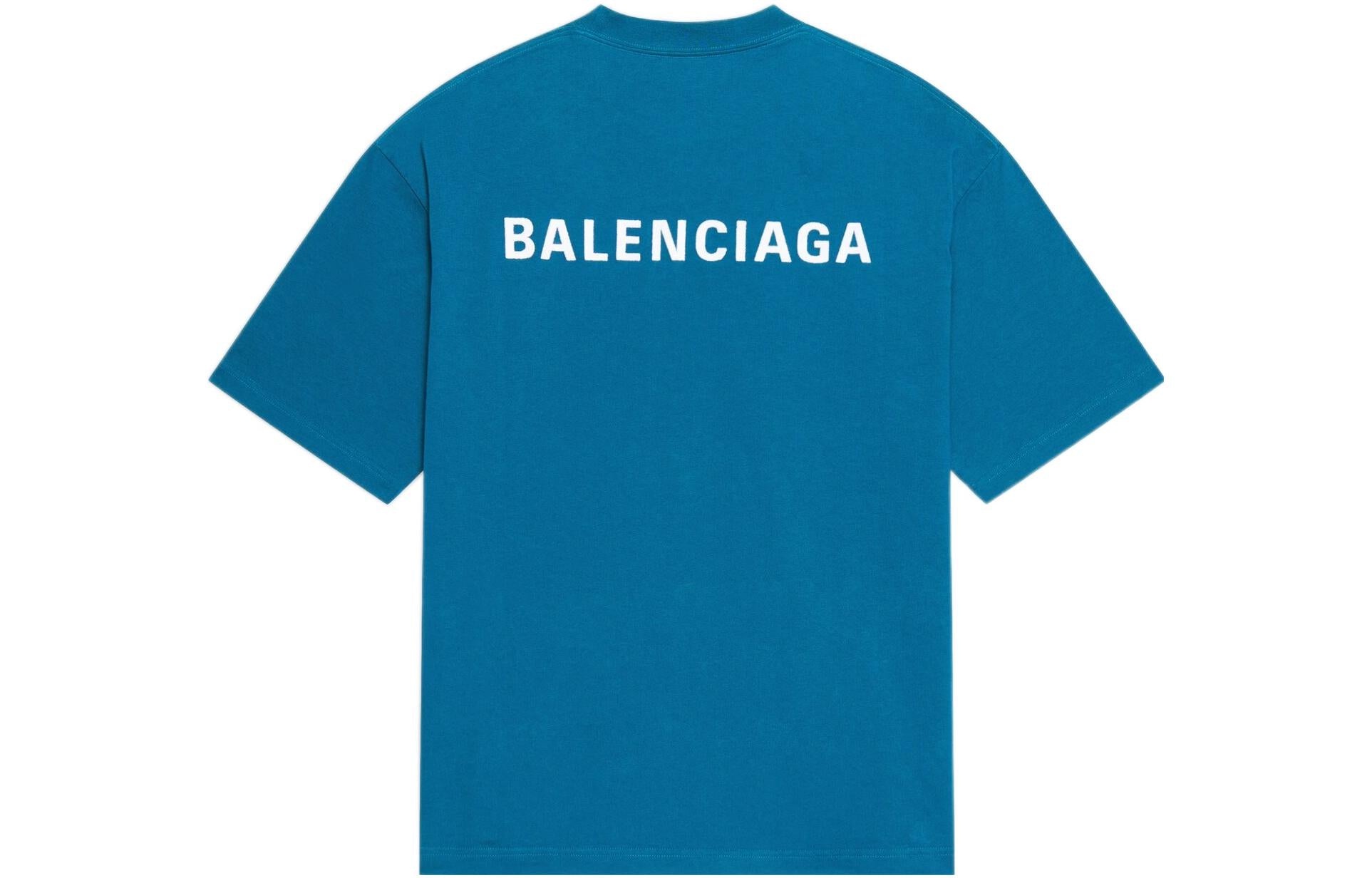 Balenciaga Logo T-Shirt Medium Fit 'Blue' 612966TLVB99567 - 2