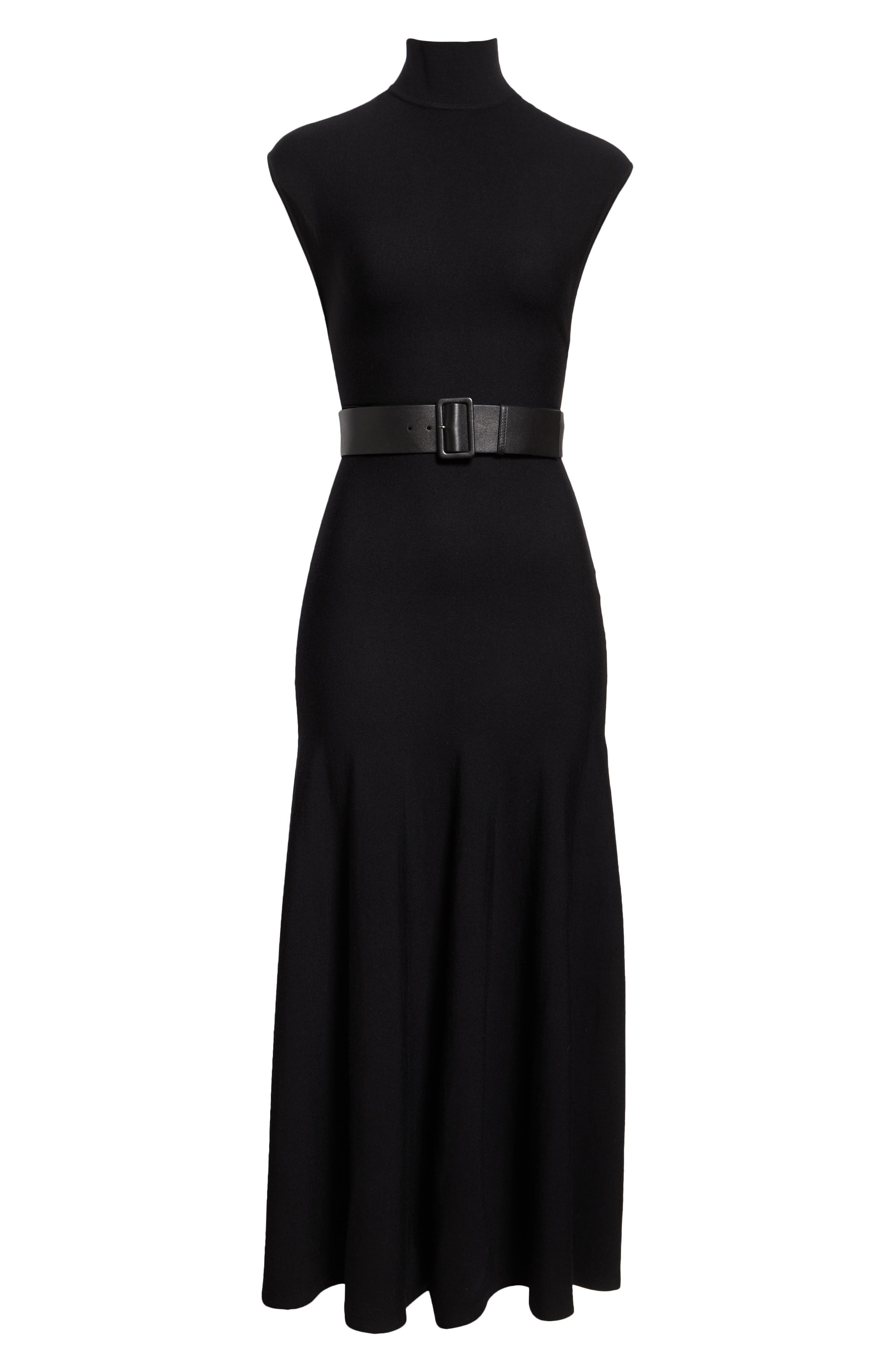 Alaïa Turtleneck Jersey Belted Dress in Noir Alaia at Nordstrom - 5