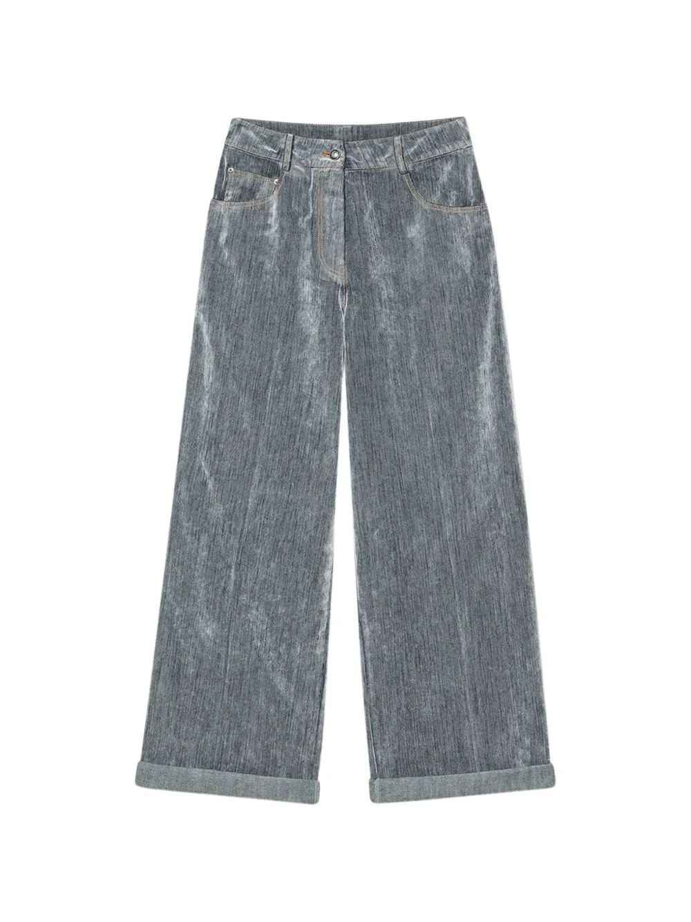 velvet-finish wide-leg jeans - 1
