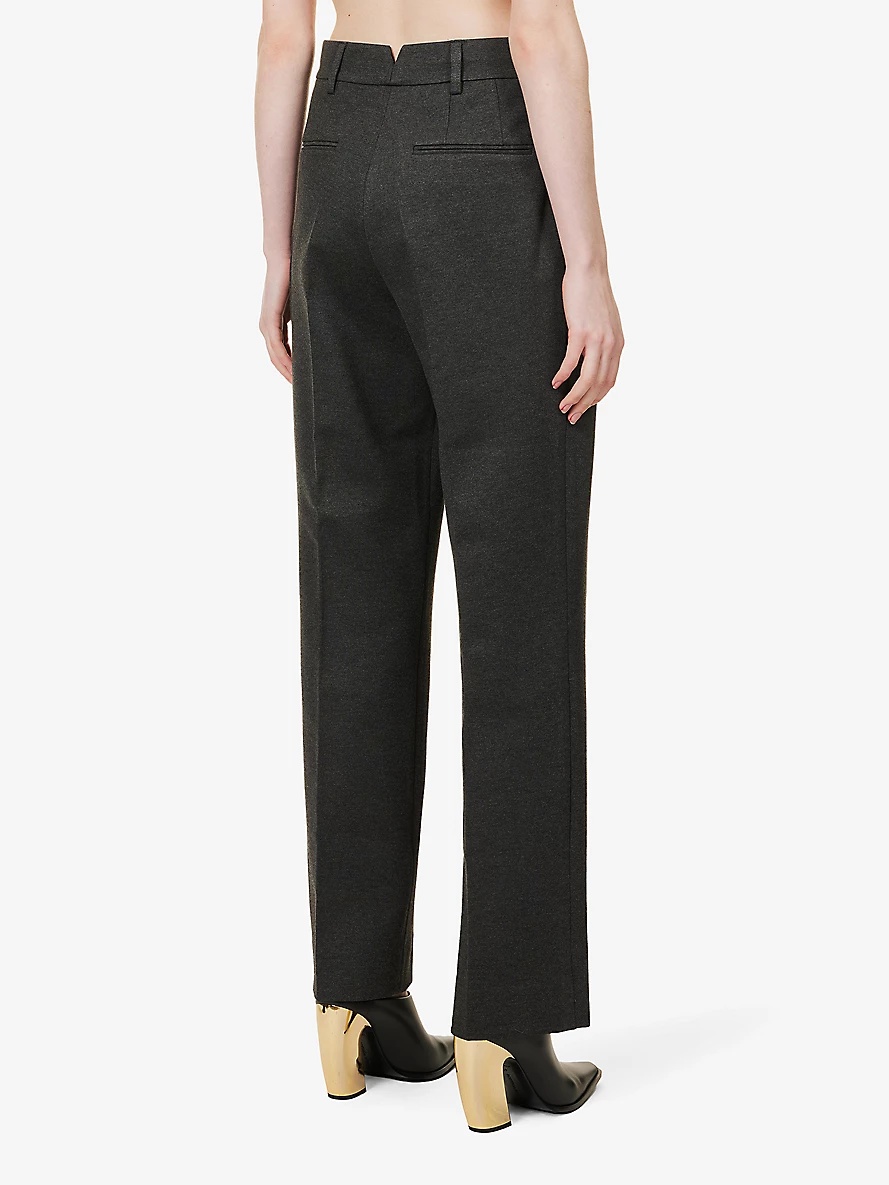 Pleated tapered-leg mid-rise stretch-woven trousers - 4