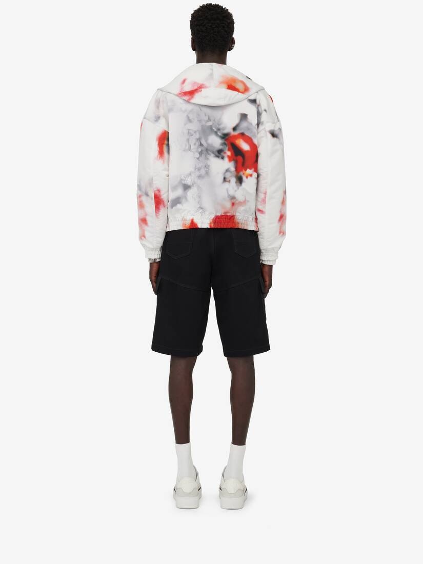 Men's Obscured Flower Windbreaker in White/red - 4