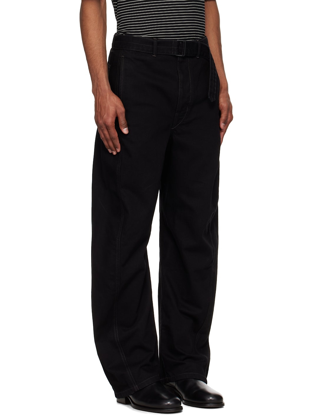 Black Twisted Belted Jeans - 2