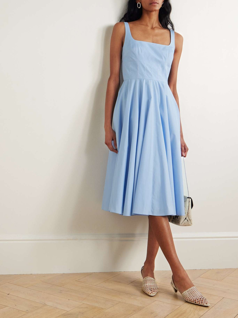 EMILIA WICKSTEAD Nikush cotton-poplin midi dress Light blue outlook