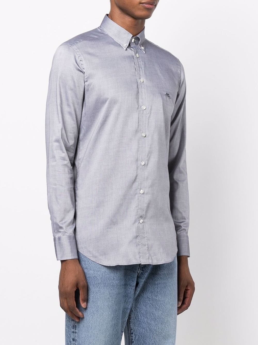 Pegaso-embroidered button-down shirt - 3