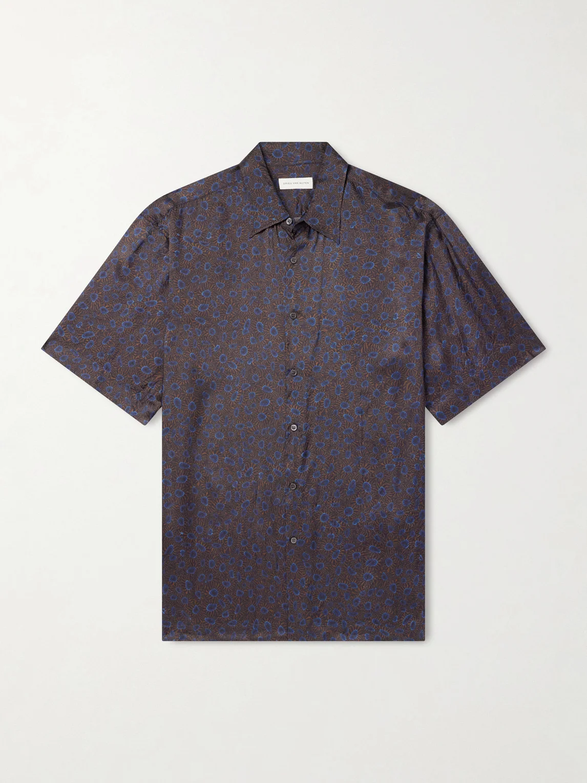 Camp-Collar Printed Satin Shirt - 1