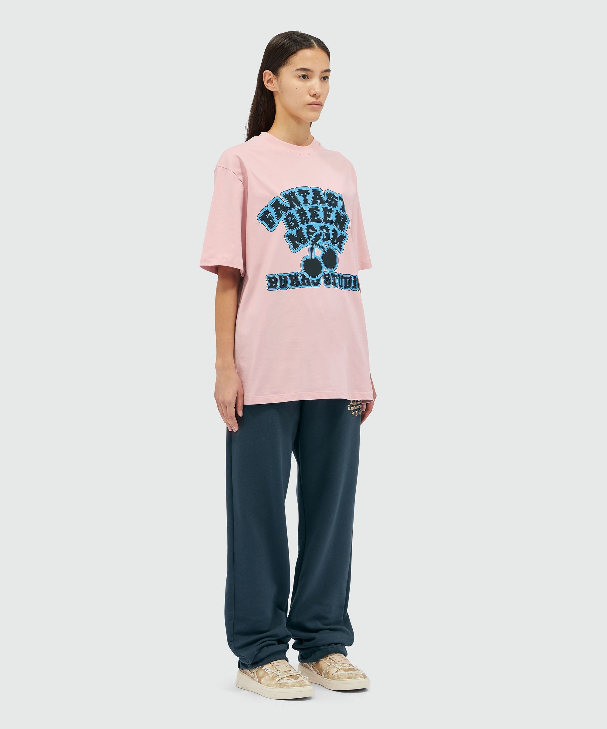 Organic cotton "Fantastic Green Burro Studio" pink T-shirt - 8
