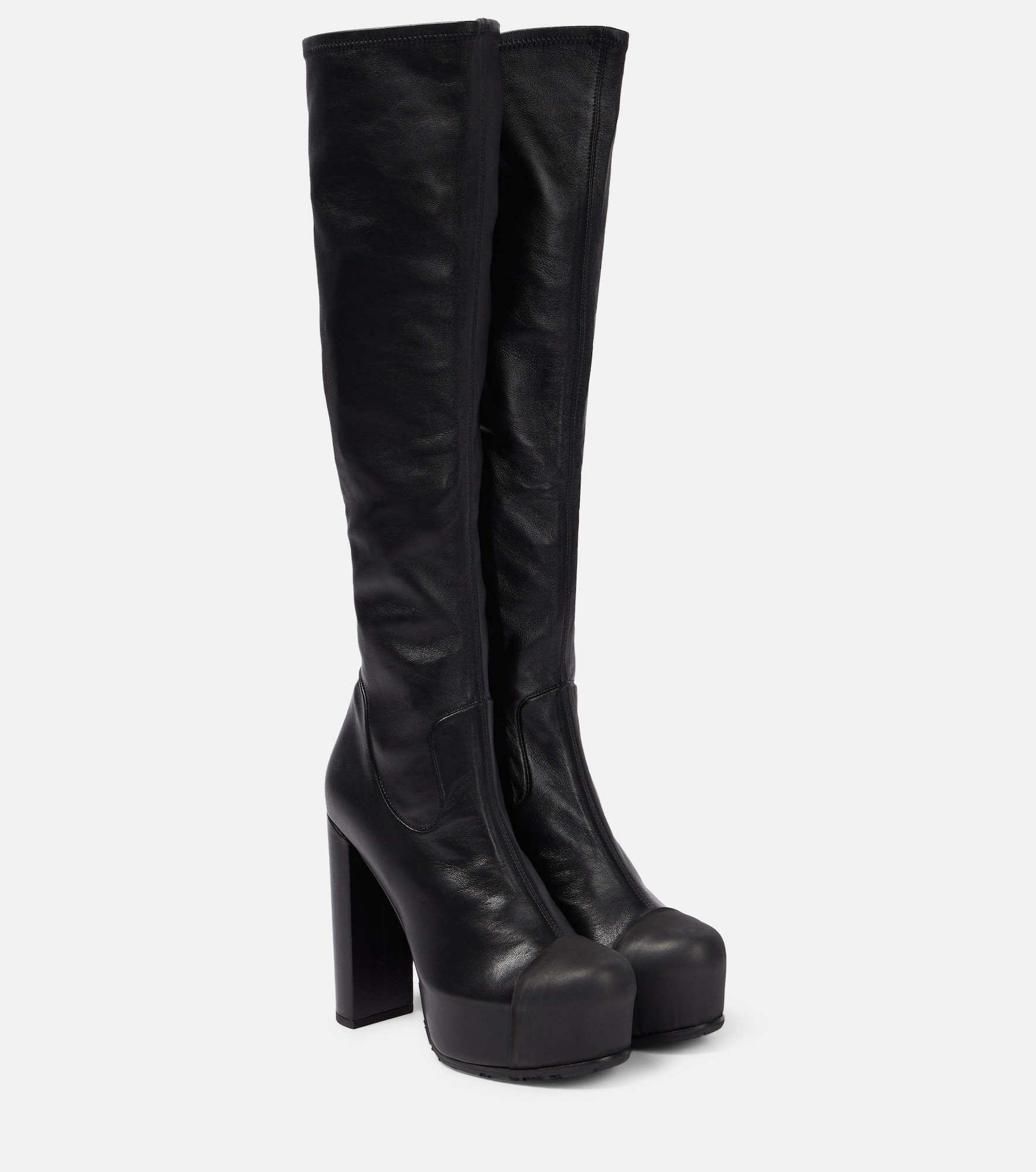 Leather platform knee-high boots - 1