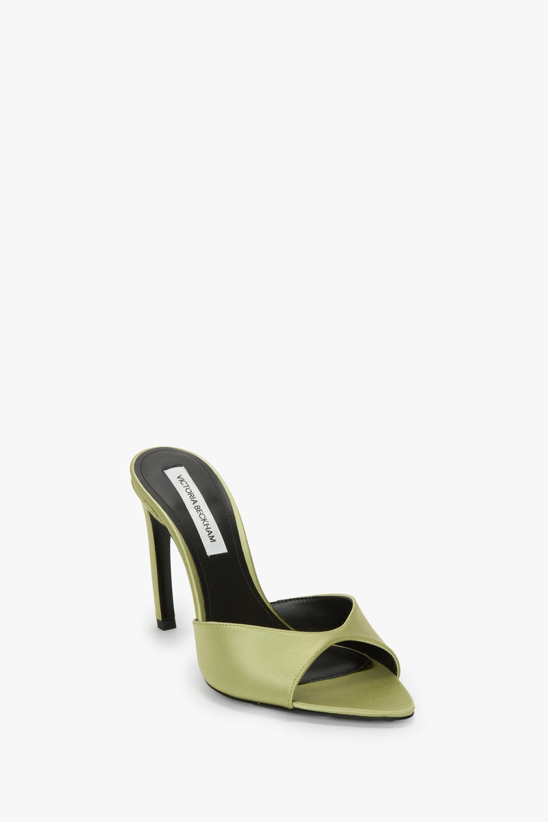 Victoria Beckham Harlow Open Toe Mule In Pale Green Satin outlook