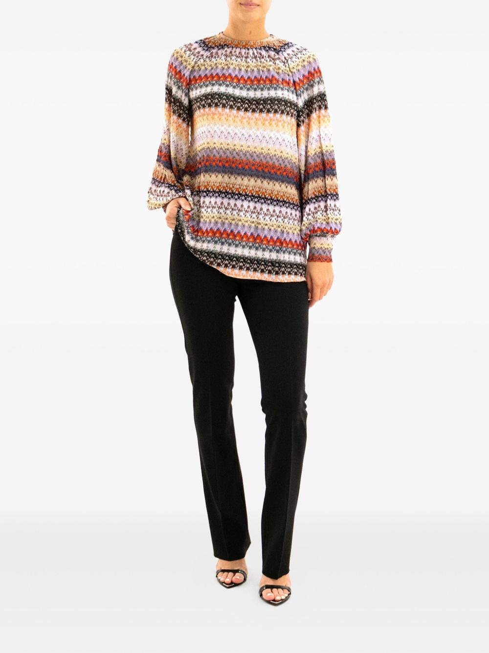 striped balloon-sleeve top - 2
