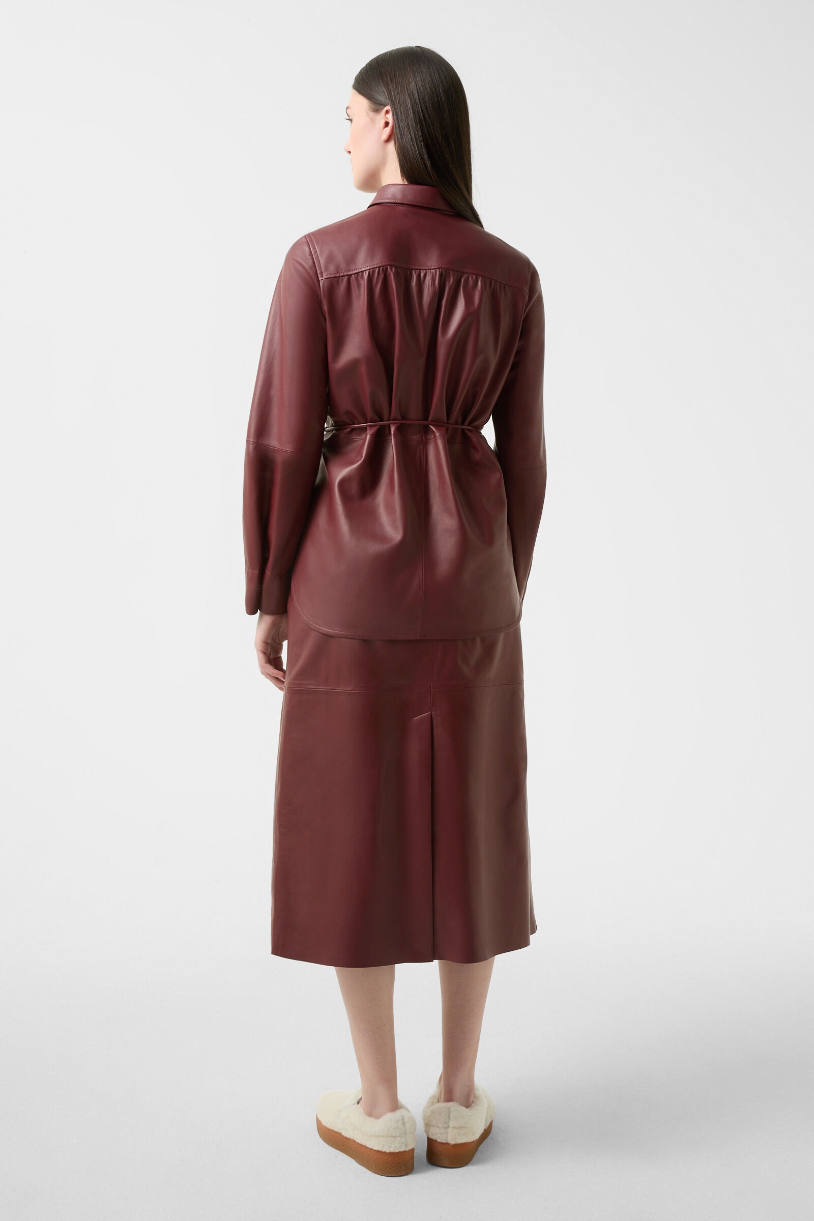 Ariela leather blouse in Wine red - 3