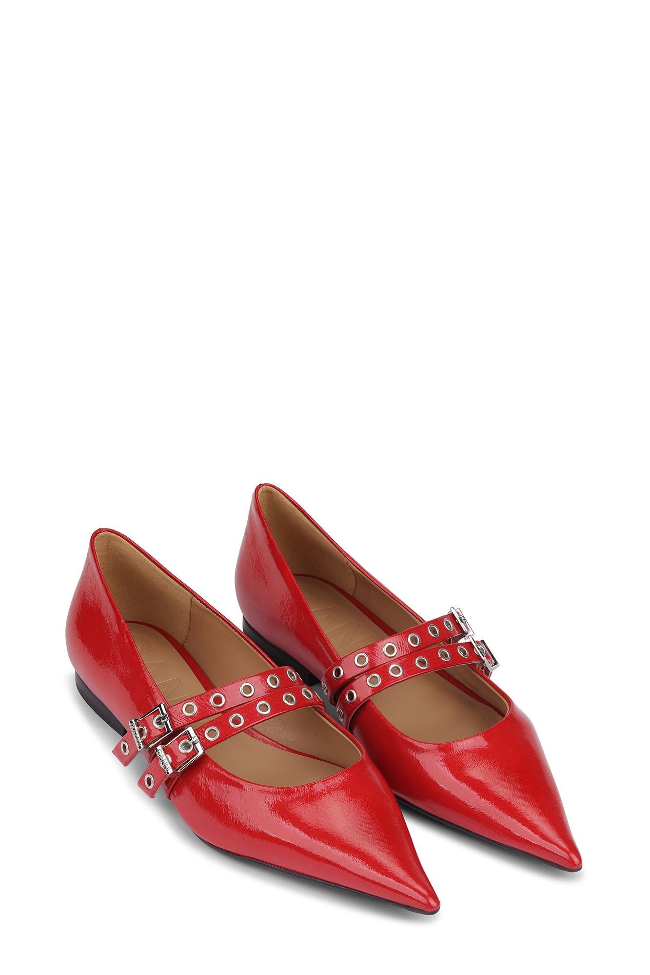 RED EYELETS BALLERINAS - 2