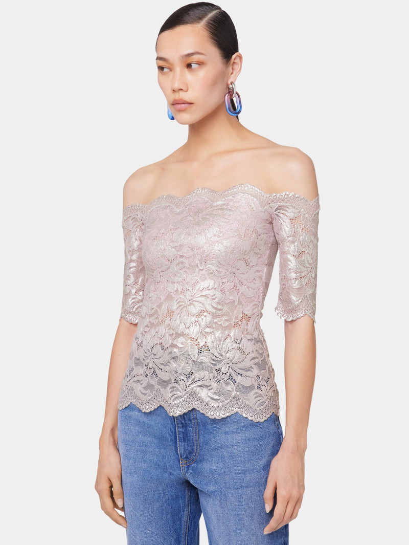 LIGHT PINK TOP IN LACE WITH SILVER INDUCTION 5