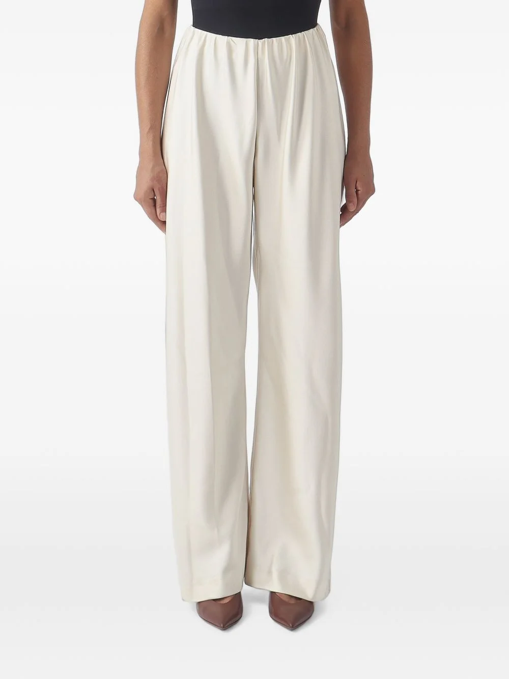 elasticated-waist wide-leg trousers - 1