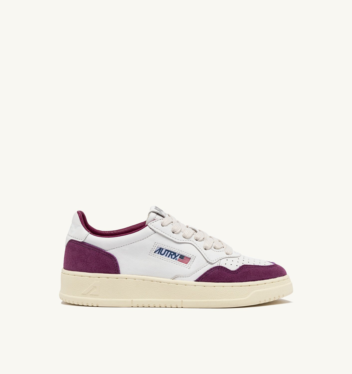 MEDALIST LOW SNEAKERS IN WHITE AND PURPLE LEATHER AND SUEDE - 1
