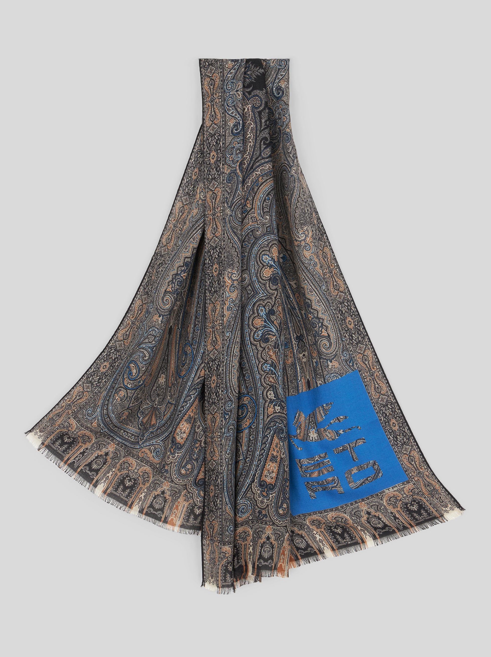 PAISLEY SCARF WITH ETRO CUBE LOGO - 1