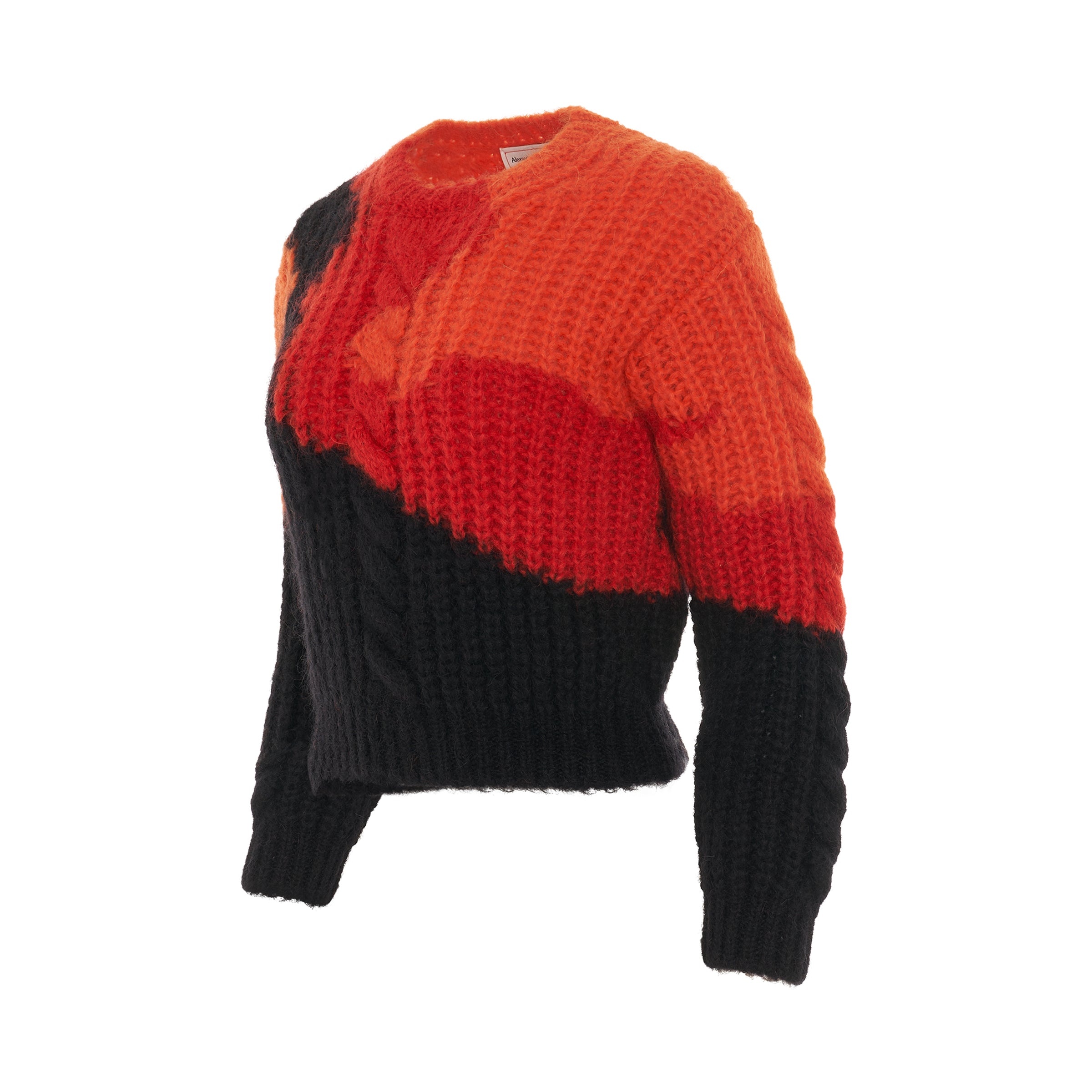 Multicolour Mohair Crewneck Sweater in Orange/Red/Black - 2
