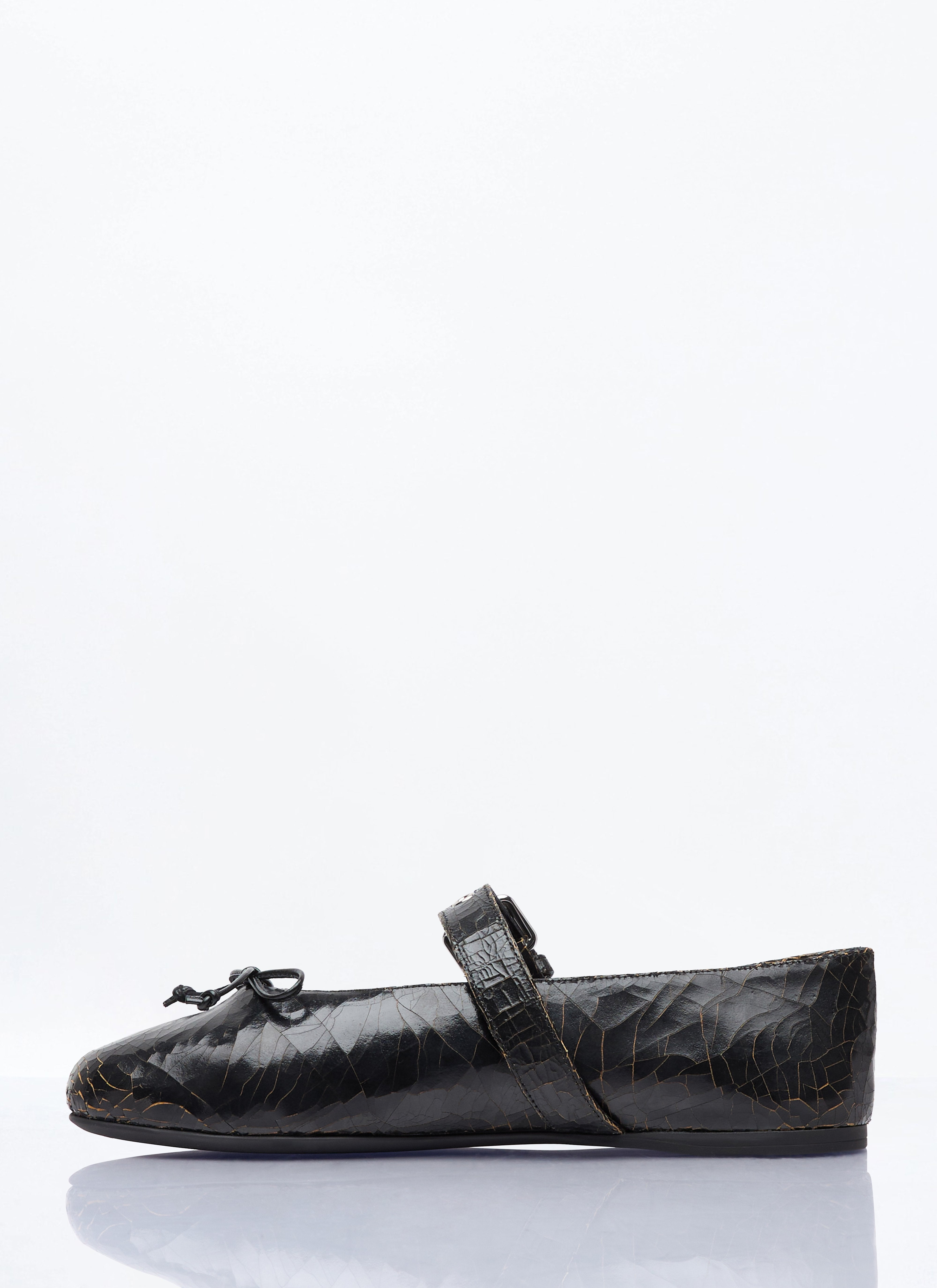 Miu Miu Women Crackled Leather Ballerina Shoes - 4