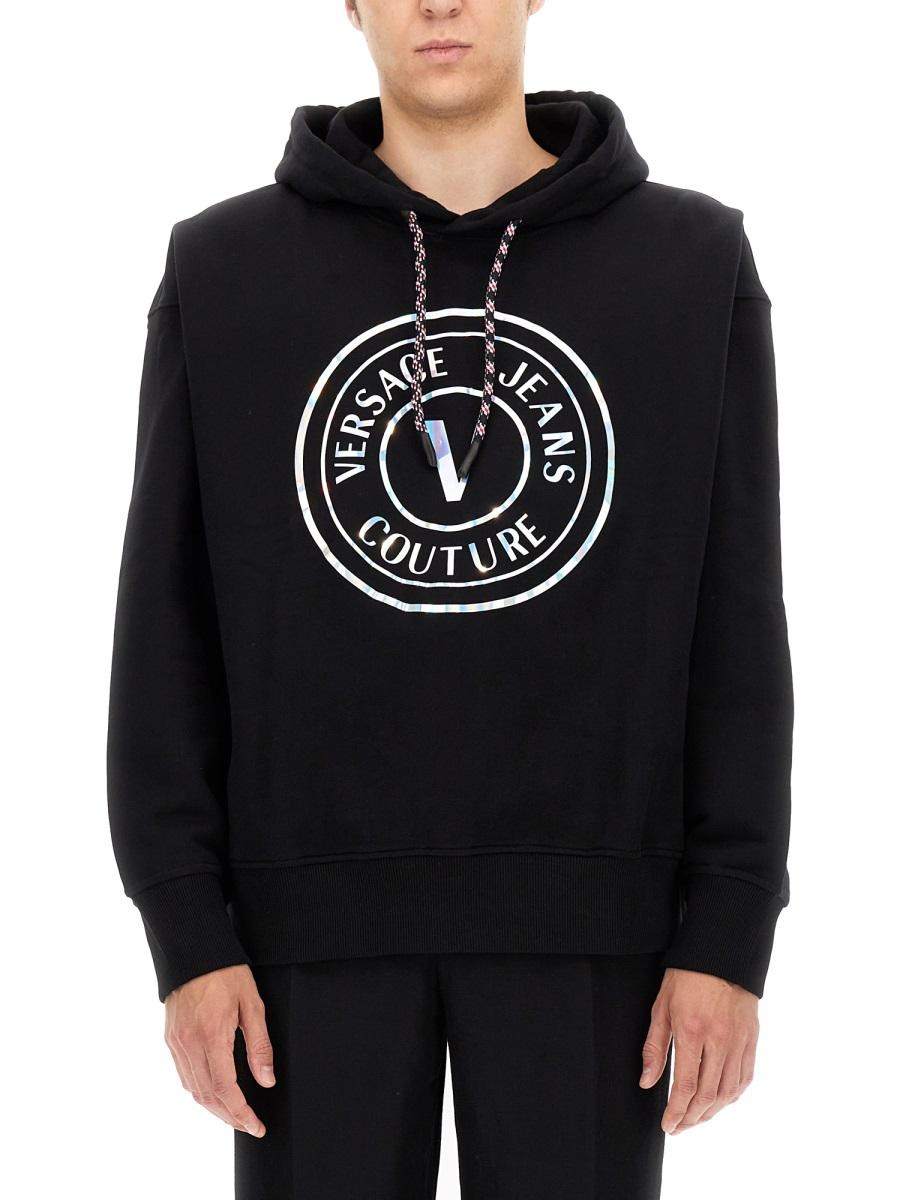 VERSACE JEANS COUTURE SWEATSHIRT WITH LAMINATED LOGO - 1