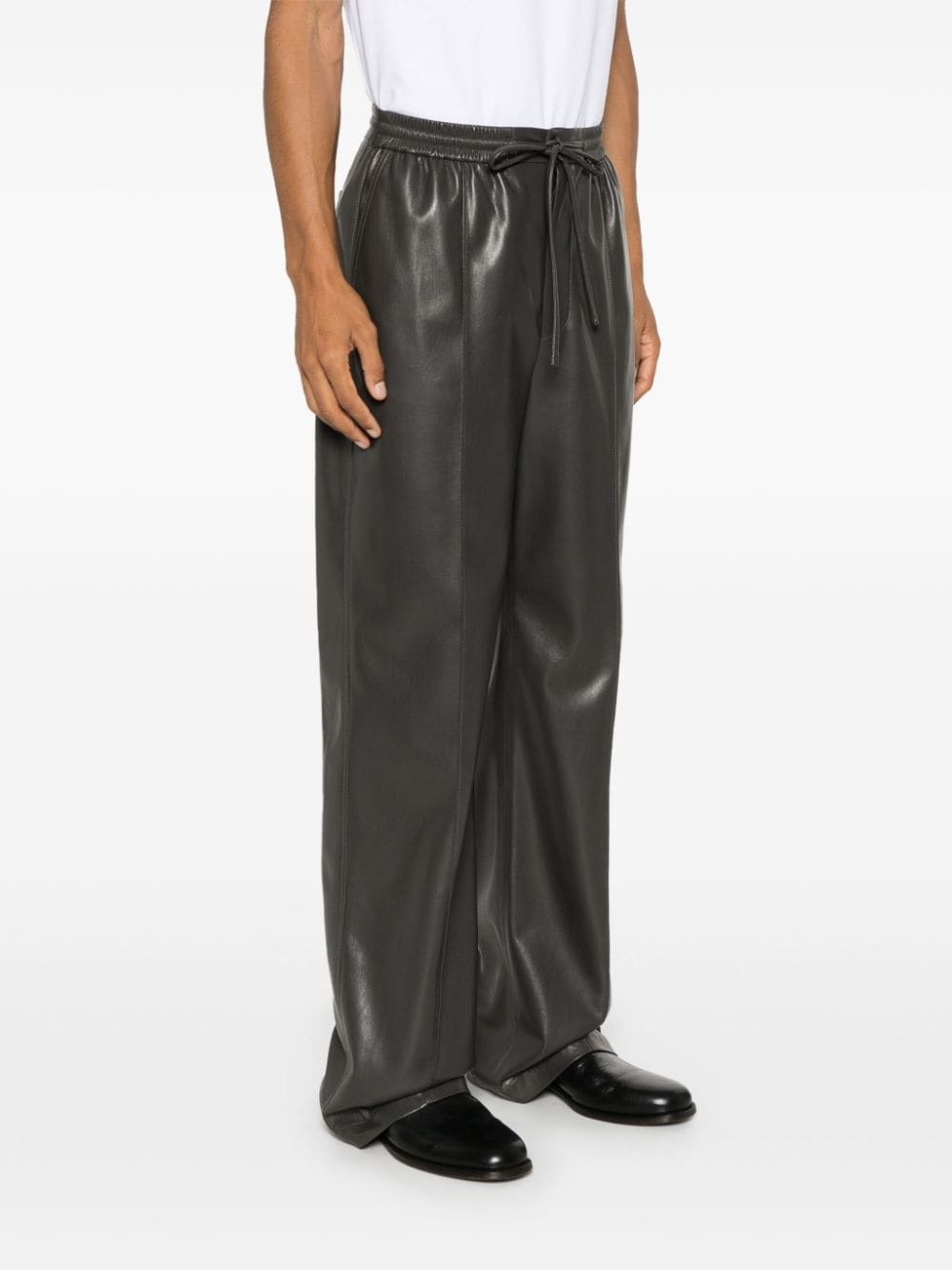 drawstring-waist straight trousers - 3