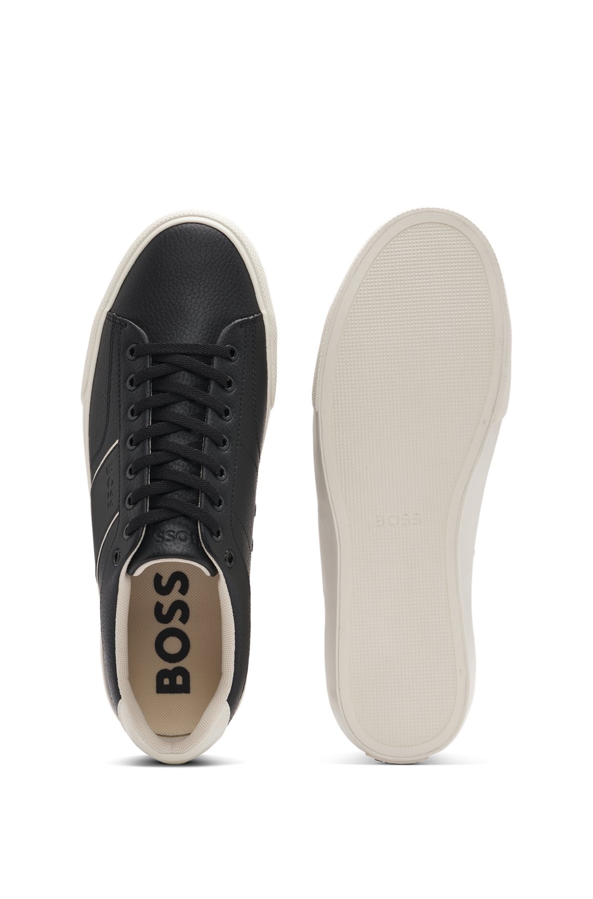 FAUX-LEATHER TRAINERS WITH PLAIN AND GRAINED TEXTURES - 4