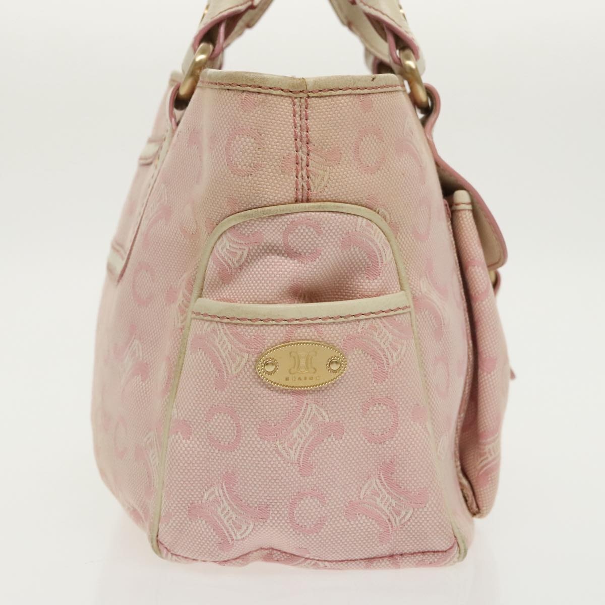 CELINE C Macadam Canvas Hand Bag Pink Gold - 4
