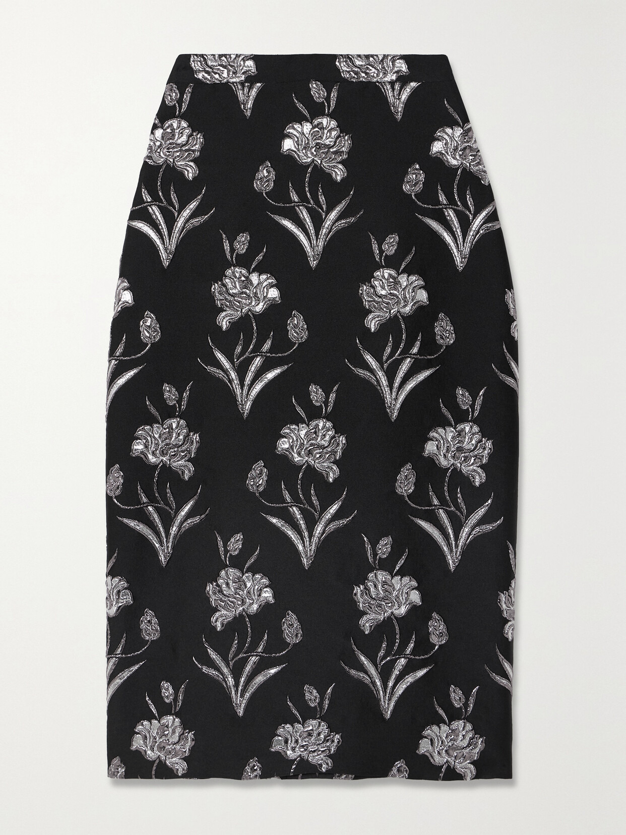 Maria Metallic Floral-jacquard Midi Skirt - 1