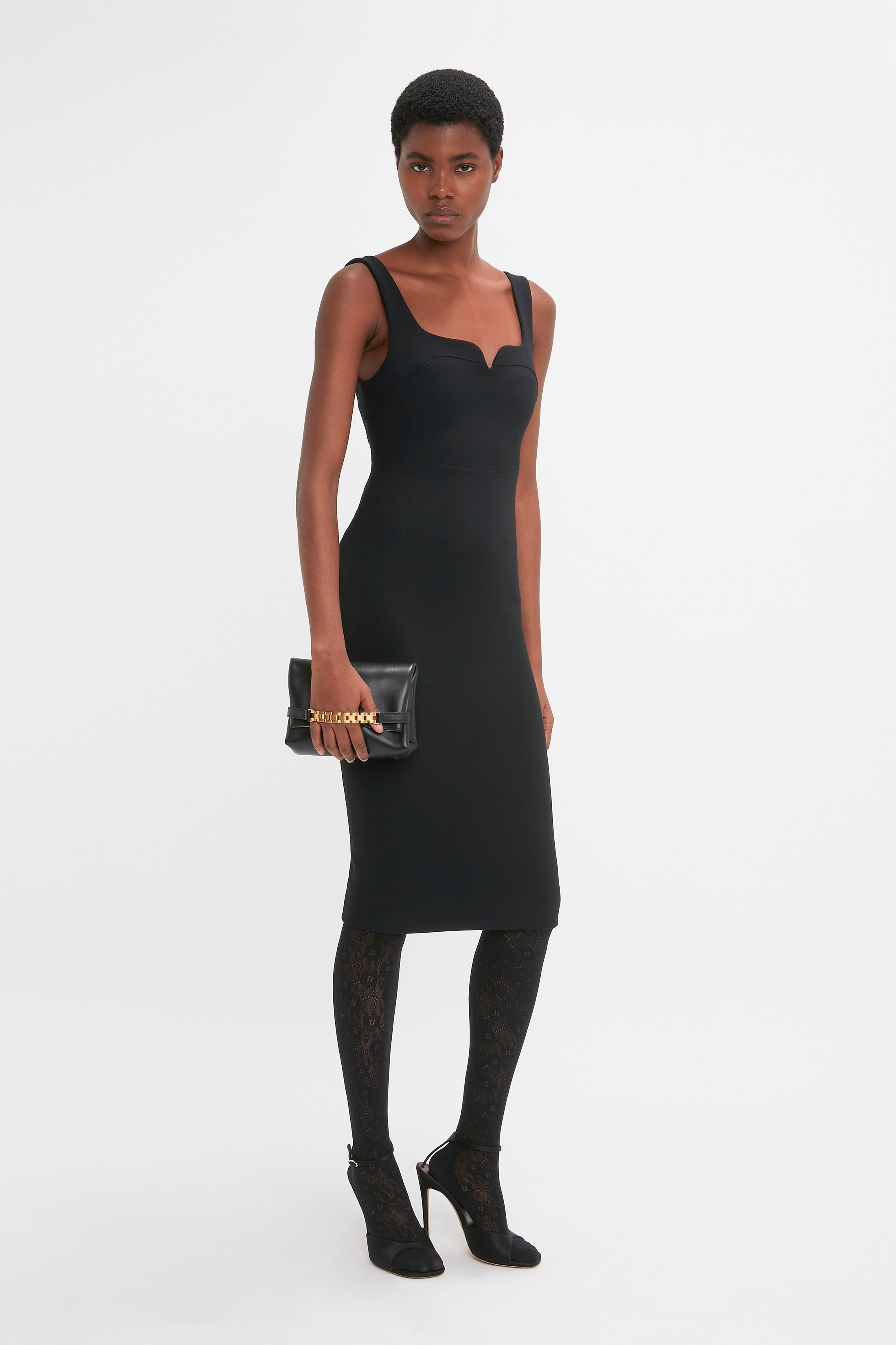 Sleeveless Fitted T-Shirt Dress In Black - 5
