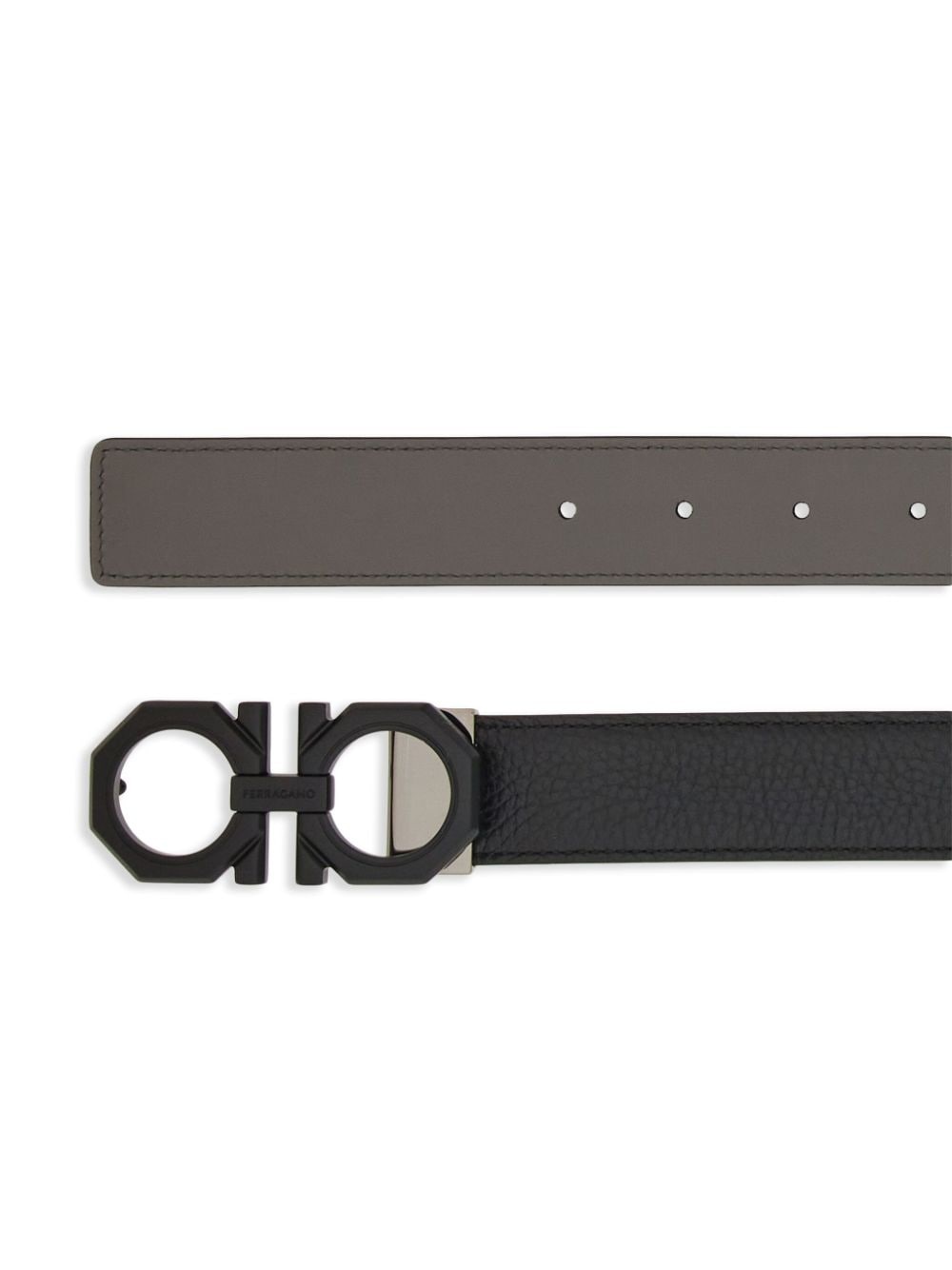 logo-buckle leather belt - 2