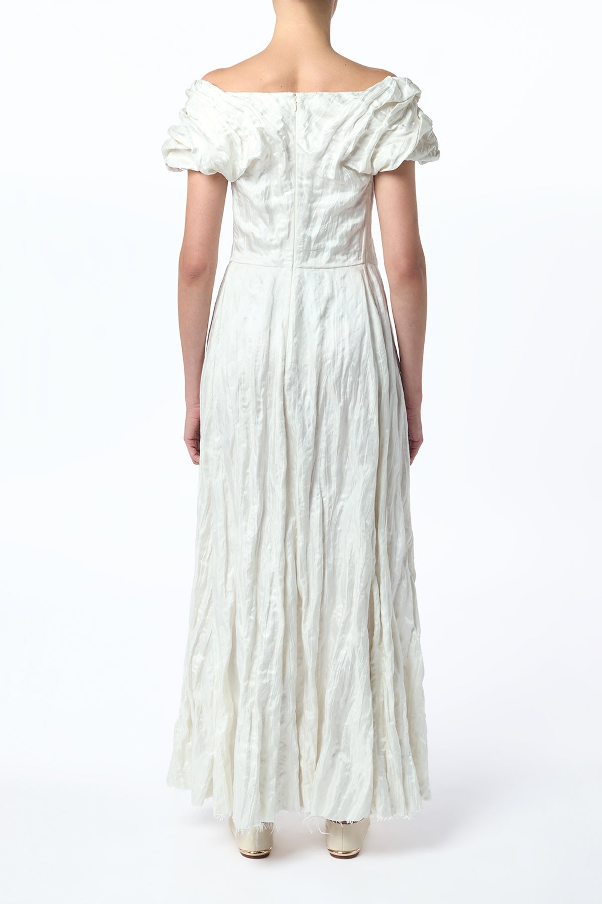 Juniper Maxi Dress in Ivory Metallic Crinkled Silk - 4