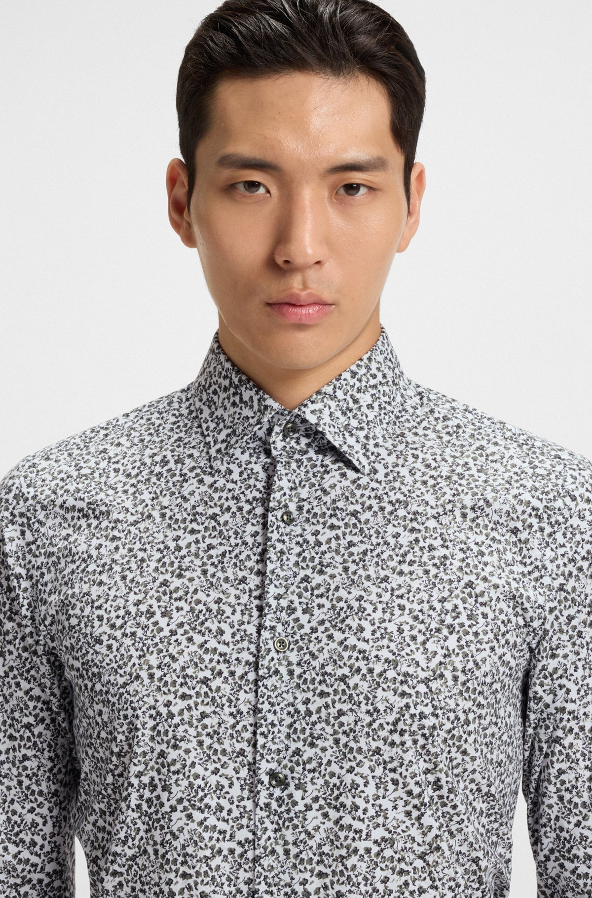 SLIM-FIT SHIRT IN FLORAL-PRINT STRETCH-COTTON POPLIN - 3