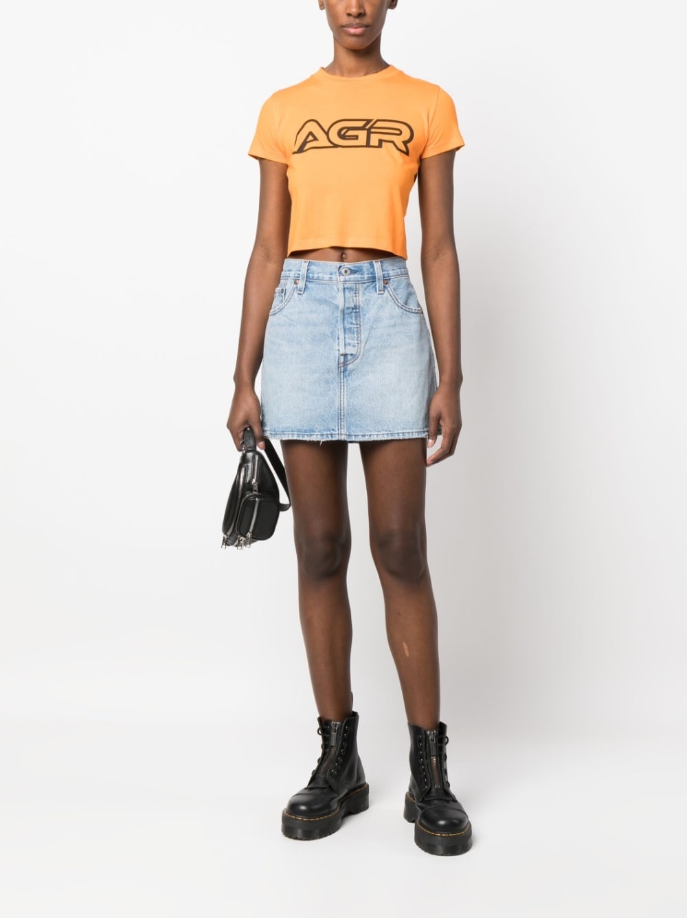 mid-rise denim skirt - 2