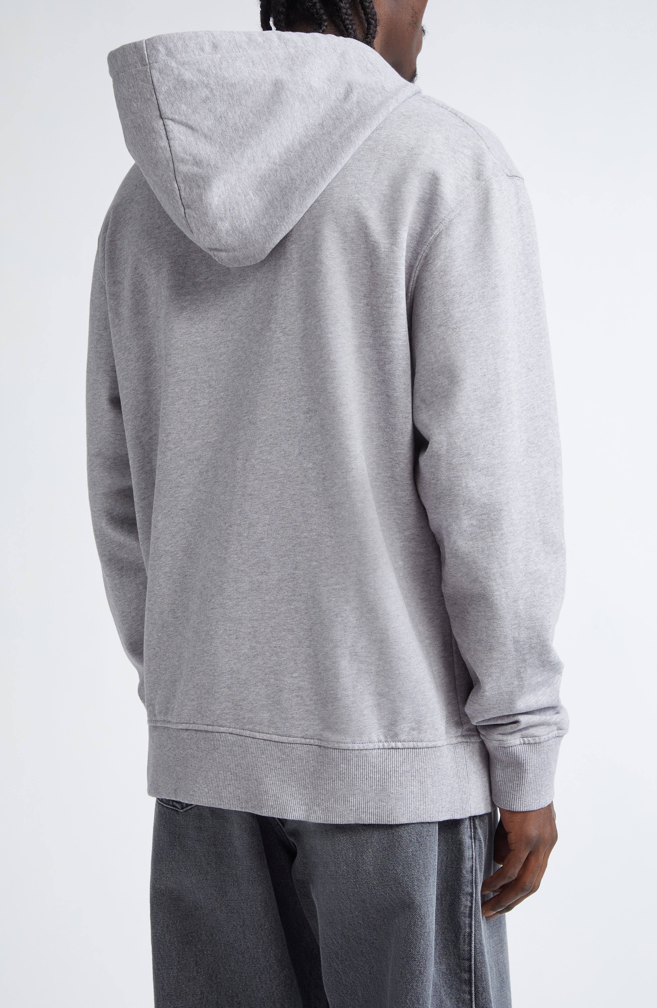 JW Anderson Logo Embroidered Hoodie in Grey Melange at Nordstrom - 3