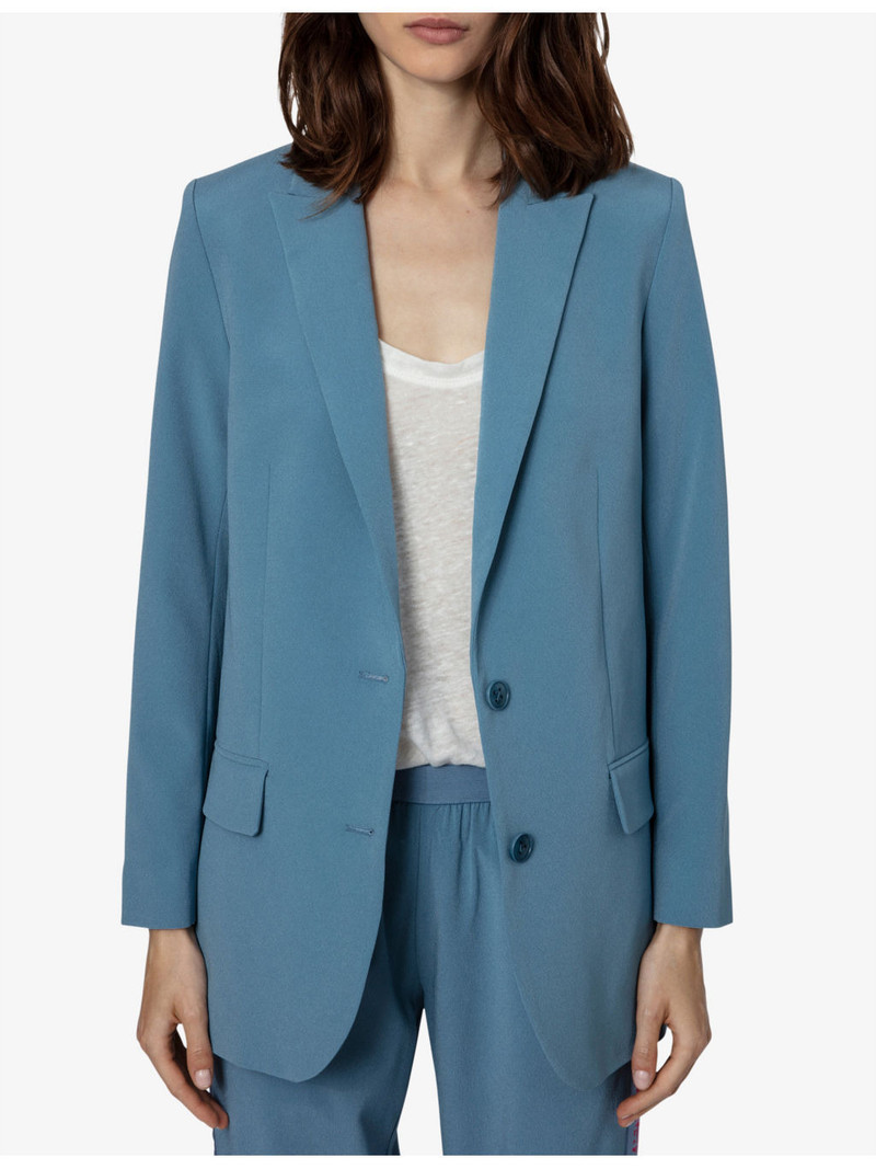 Viva single-breasted peak-lapel crepe blazer 3