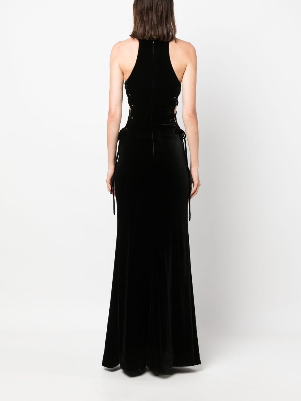 lattice lace-up gown - 4