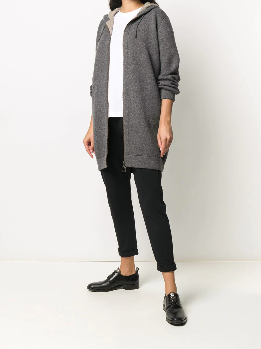 elongated zipped hooded cardigan - 2