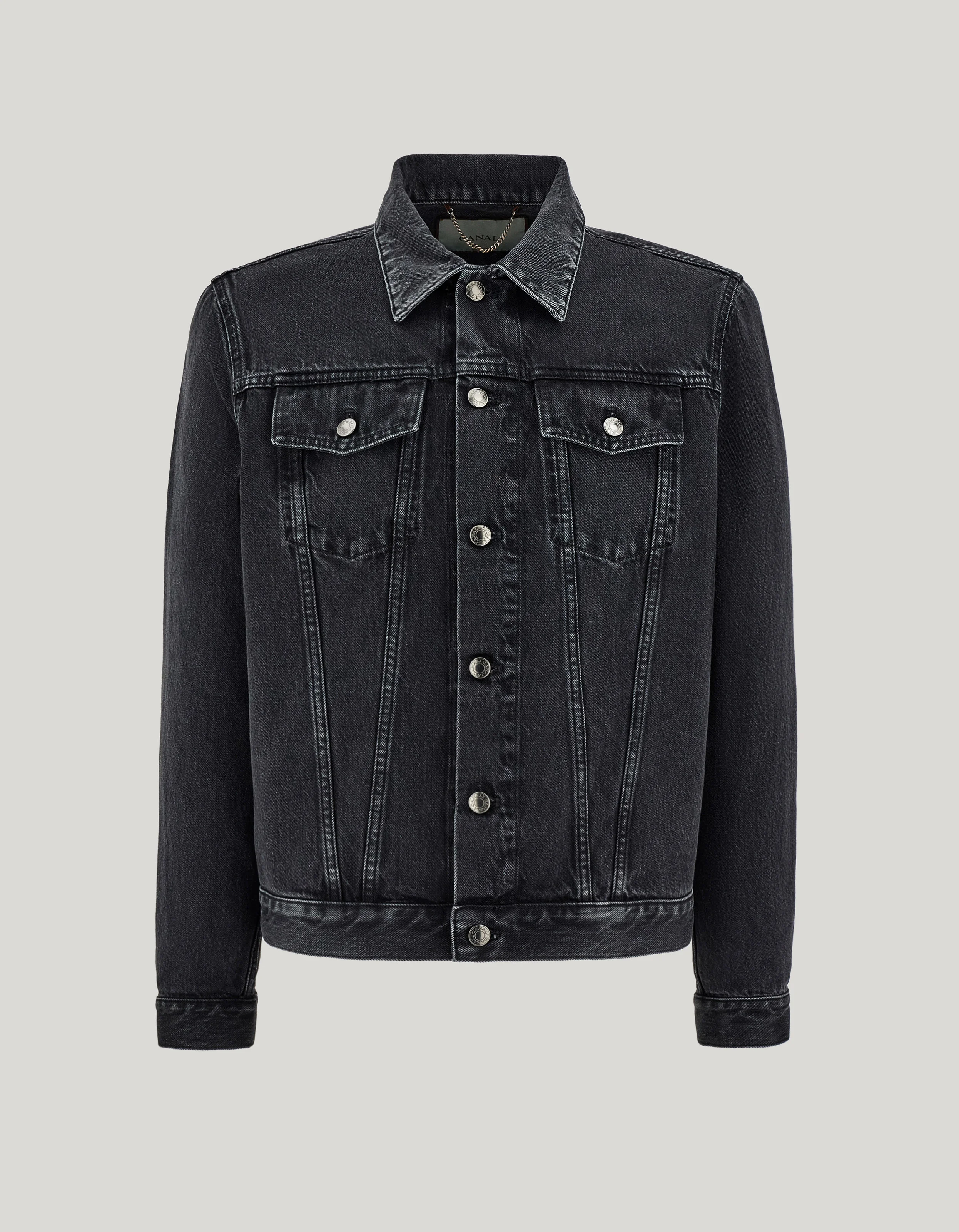BLACK COTTON DENIM JACKET - 1