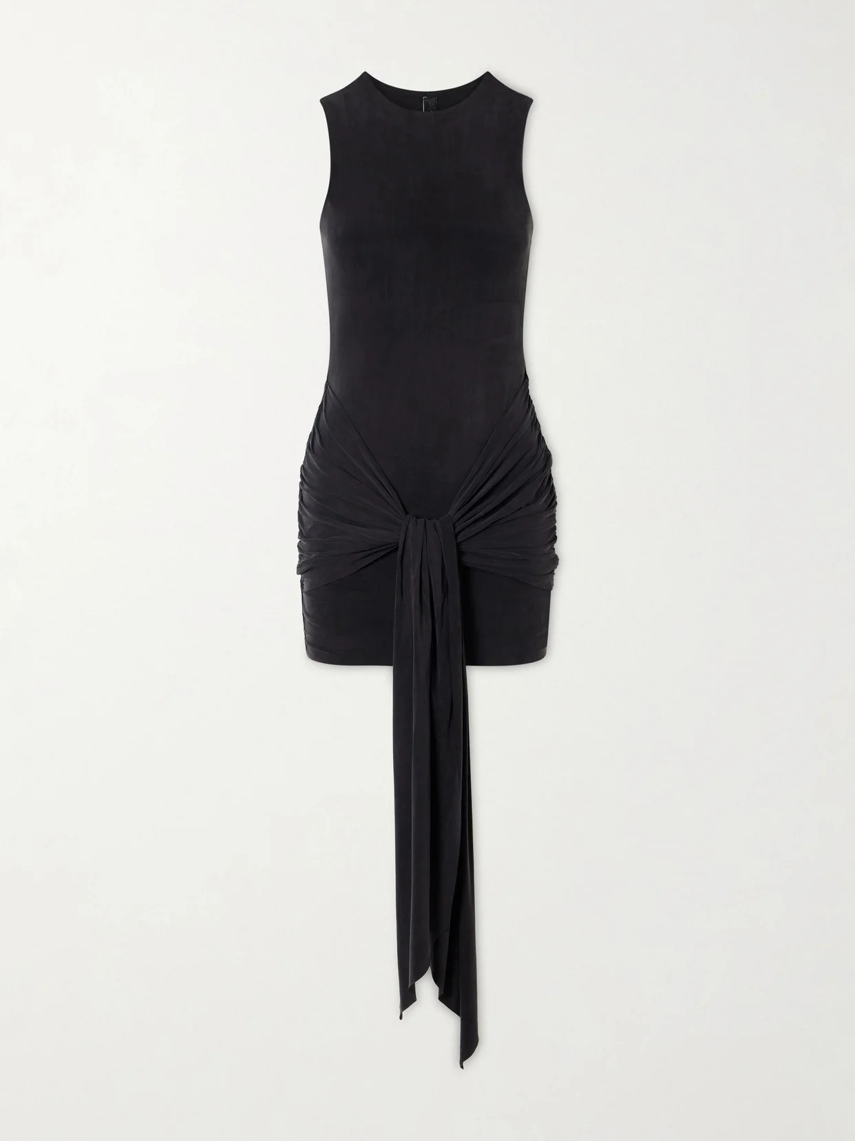 Tie-detailed Stretch Cupro-jersey Wrap Mini Dress - 1