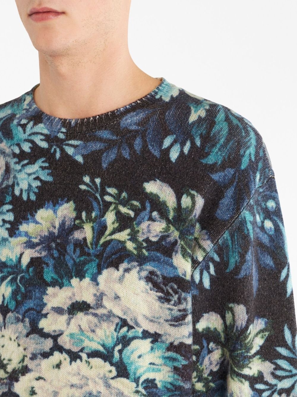 floral-print virgin wool jumper - 4