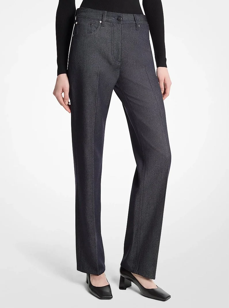 Wool Cotton Twill Stovepipe Trouser Jean - 1