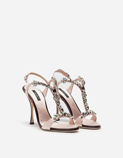 Dolce & Gabbana Satin and patent leather sandals with bejeweled detail outlook