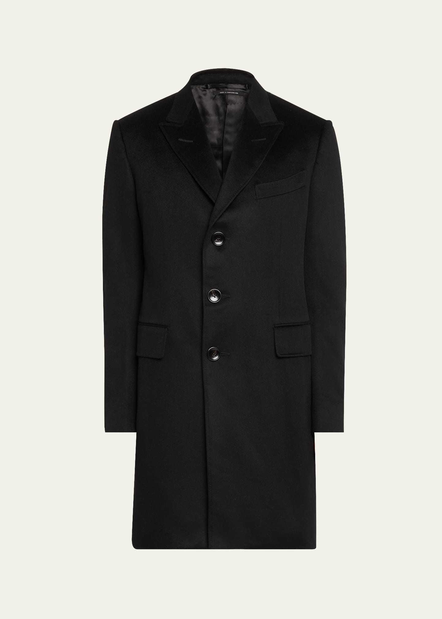 Men's Solid Cashmere Overcoat - 1