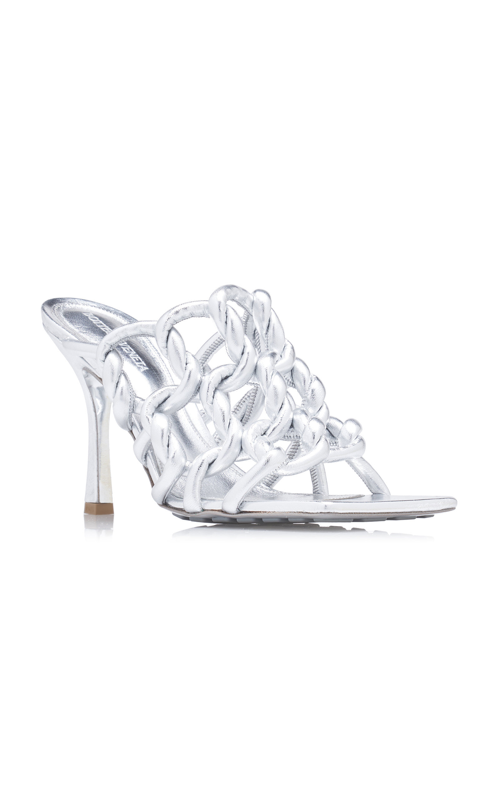 Stretch Metallic Leather Sandals silver - 6