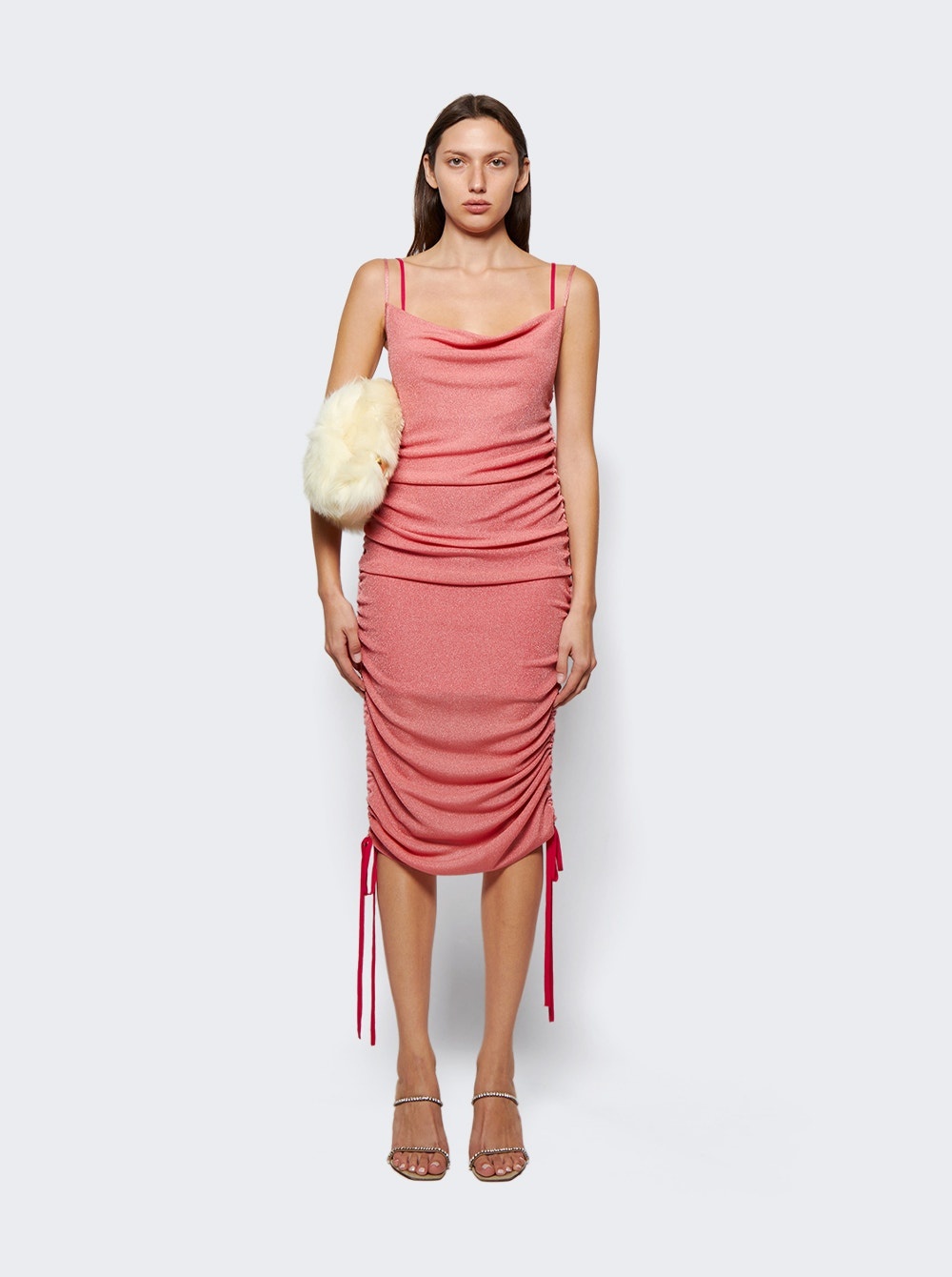 Sheer Multirib Drape Mini Dress Fuchsia - 2