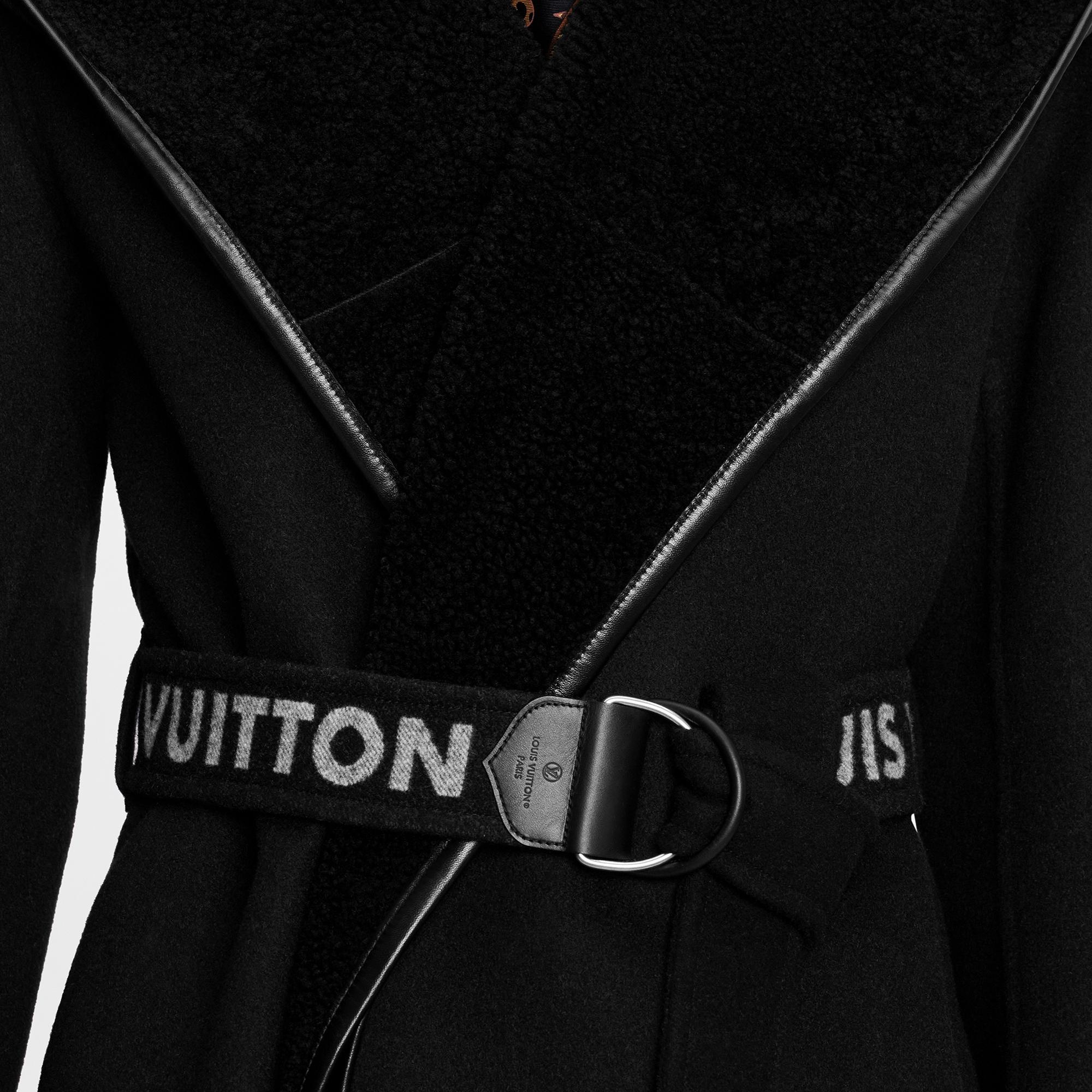 Shearling Hood Double Face Wrap Coat - 4