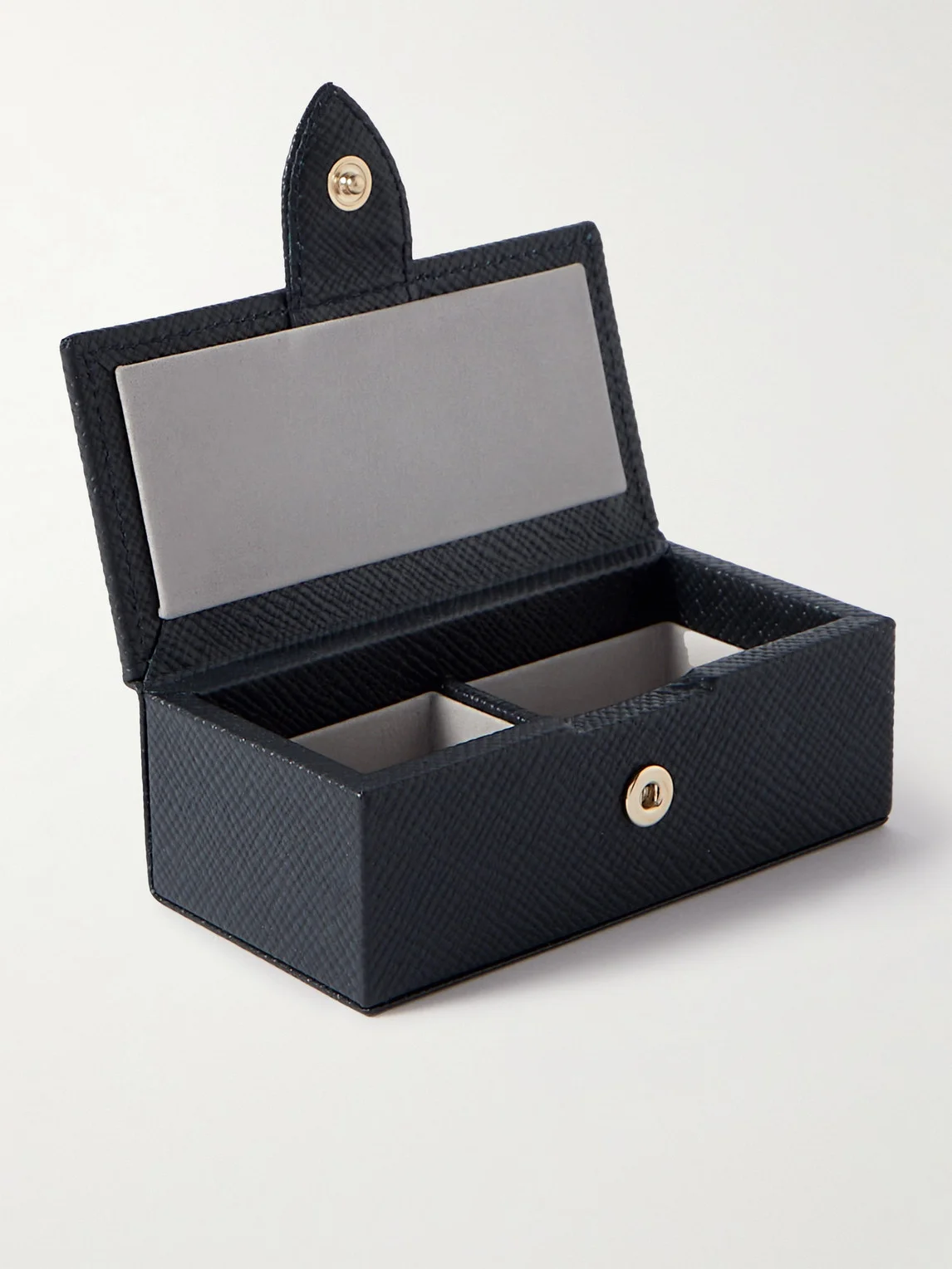 Panama Cross-Grain Leather Cufflinks Box - 1