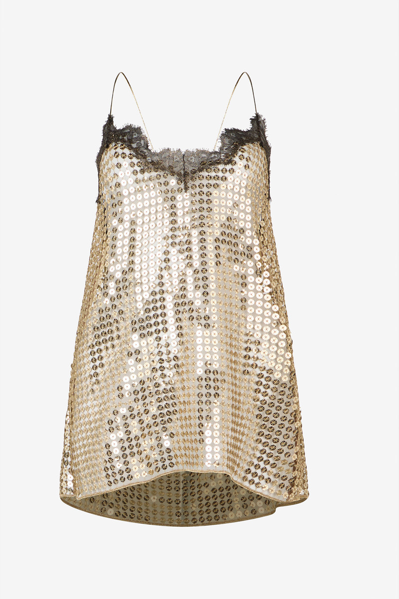 Golden Top with Lace and Sequins 1