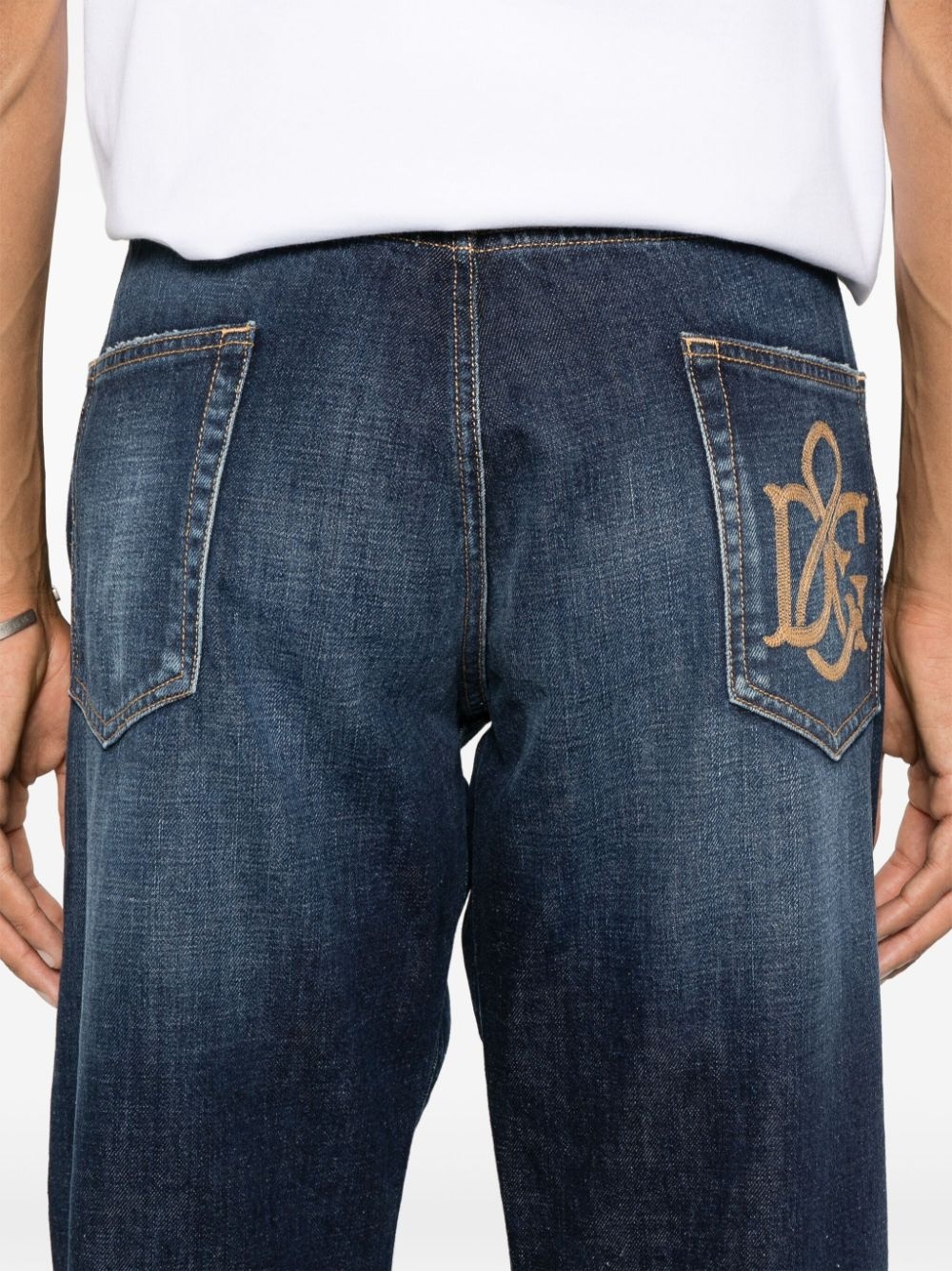 logo-embroidered jeans - 5