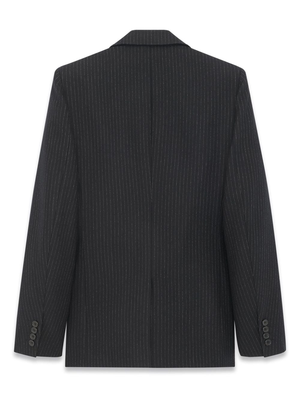 【送料&関税込】Saint Laurent Pinstripe Double-breasted Blaz Saint Laurent Double-breasted Pinstripe Blazer In Black
